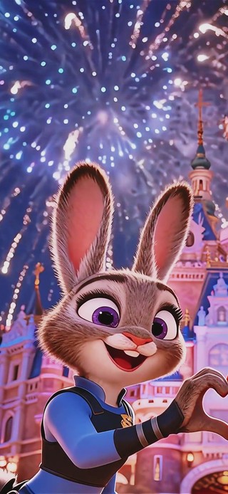 绚烂烟火下的甜蜜比心