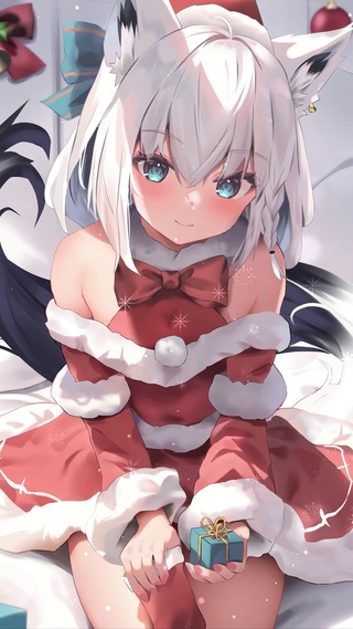 可爱圣诞衣兽耳少女