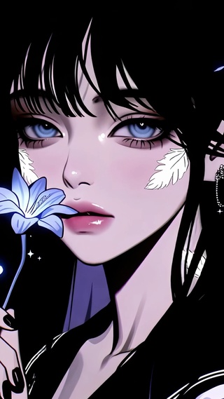 暗夜花影冷艳少女