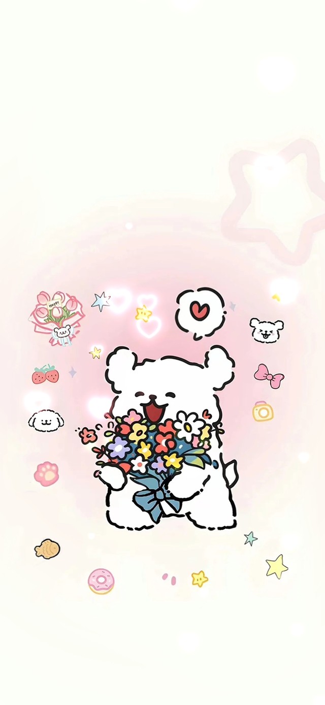 送你花花祝你开心～线条小狗