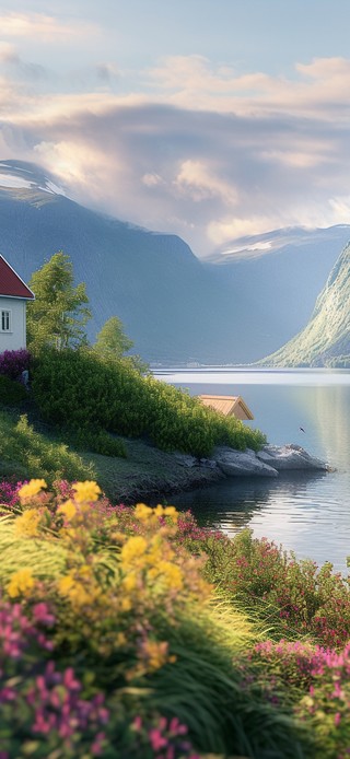 4K 青山绿水蓝天白云静谧小屋