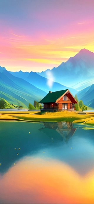 靠山的河边小屋