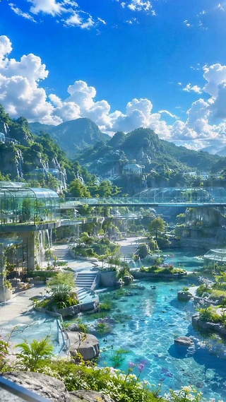 晴日碧水青山梦幻山谷