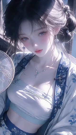 江南水乡阁楼少女