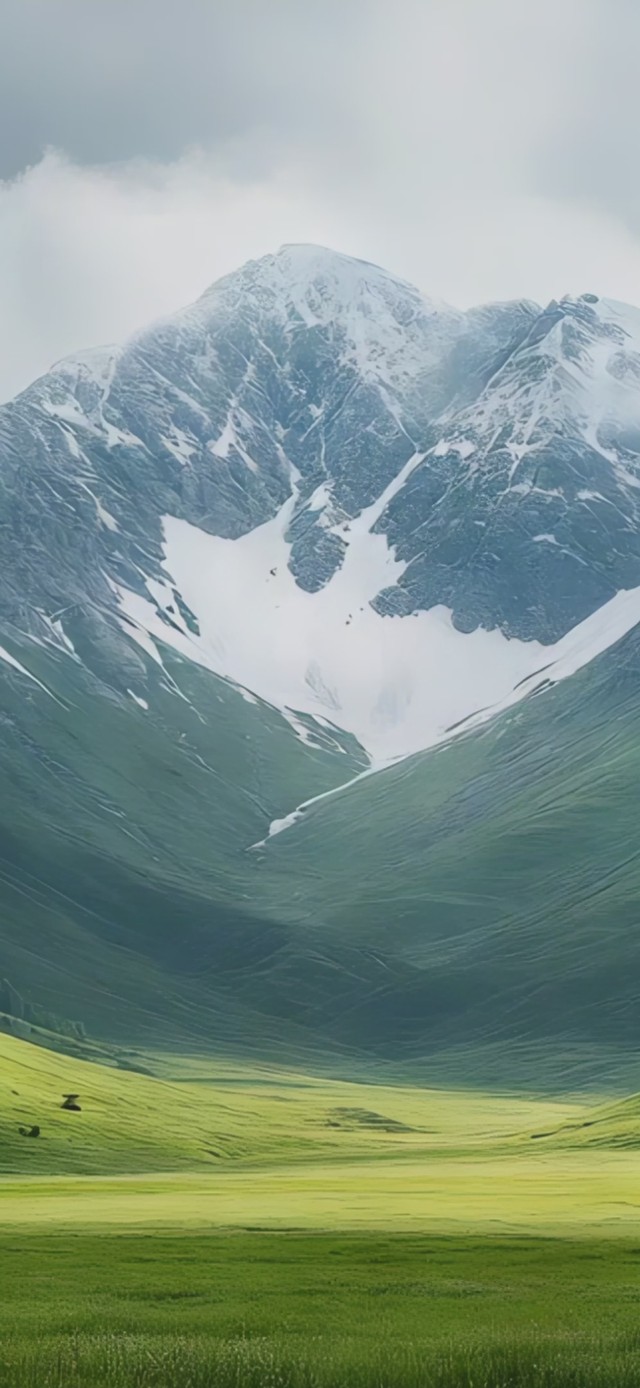 草原雪山白云