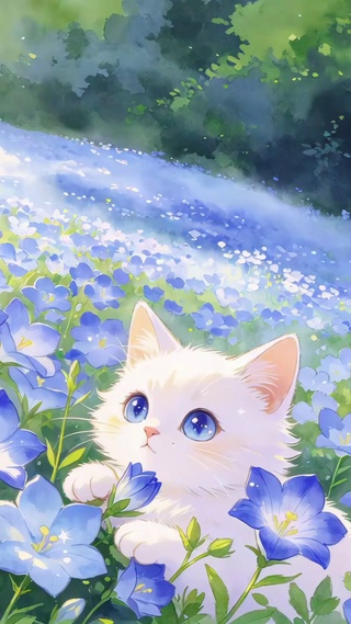 花海里的小猫咪