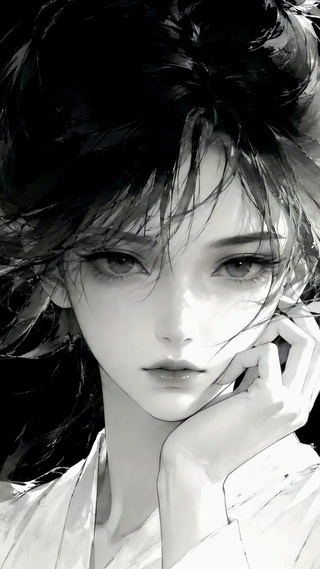 水墨暗黑风二次元美少女