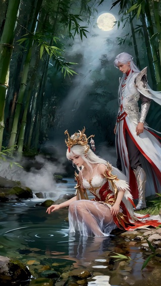 竹林戏水李白王昭君