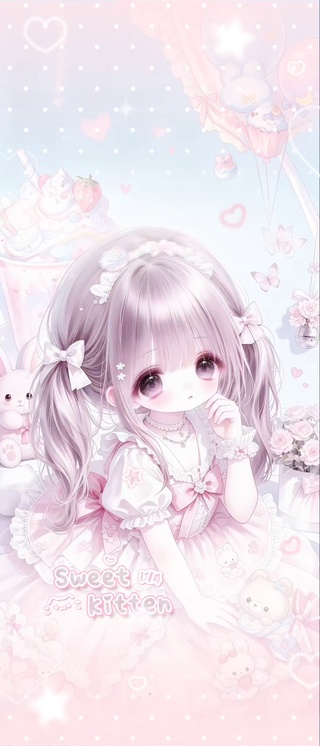 蓝粉卡哇伊可爱女孩