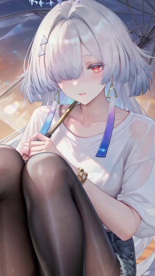 雨天夕阳下少女莫宁