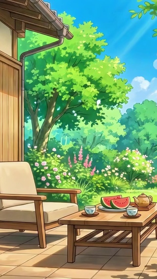 绿林环绕的庭院木屋露台