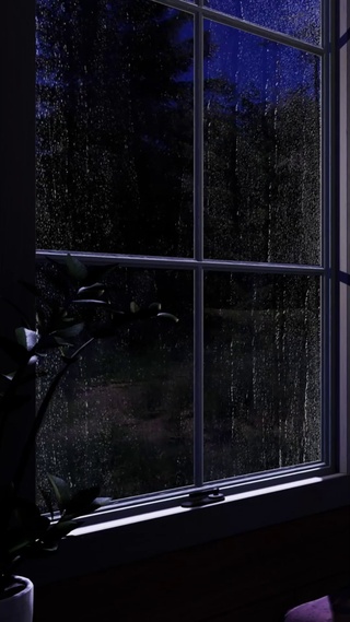 雨落在窗户上