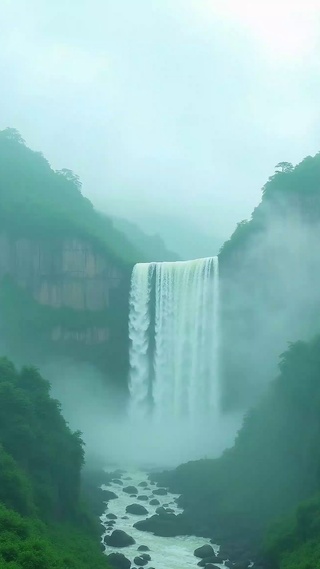 绿水青山长河瀑布
