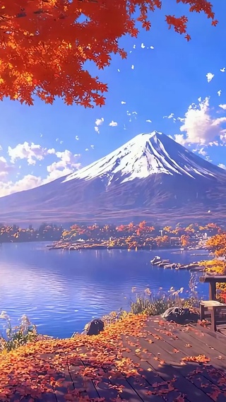 秋季山川树木