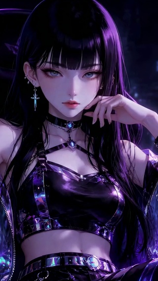 紫调赛博朋克电竞美少女