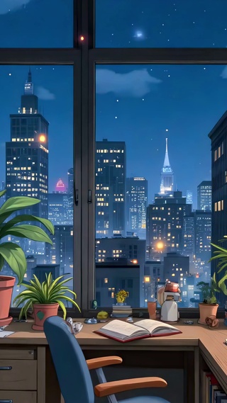 书房夜景