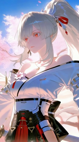 晴日下的绯雪侧影