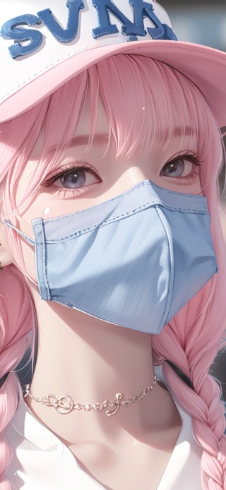 小清新夏日口罩女孩