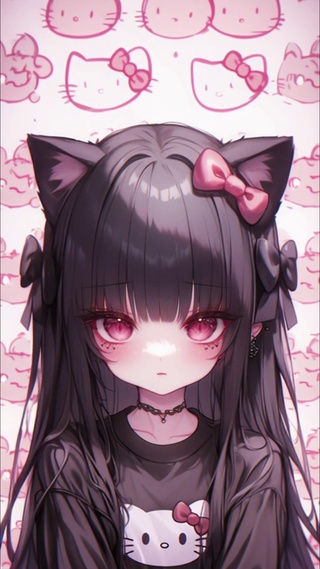 蝴蝶结可爱猫耳少女