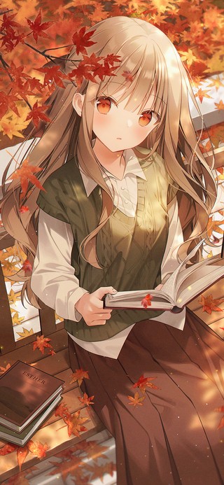 4K清纯可爱秋天读书少女