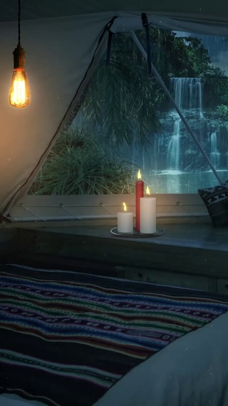 在瀑布雨林帐篷里过夜