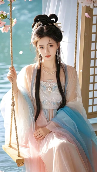 荡秋千的美女