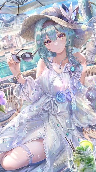 唯美水池礼服少女