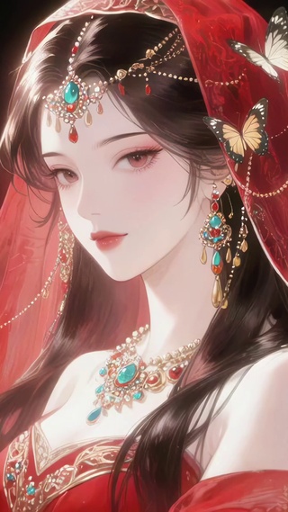 红纱蝶影