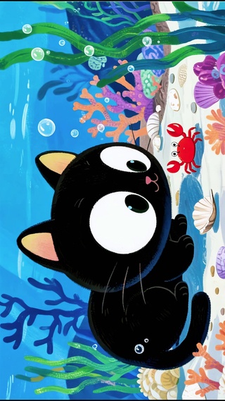 好奇小黑猫