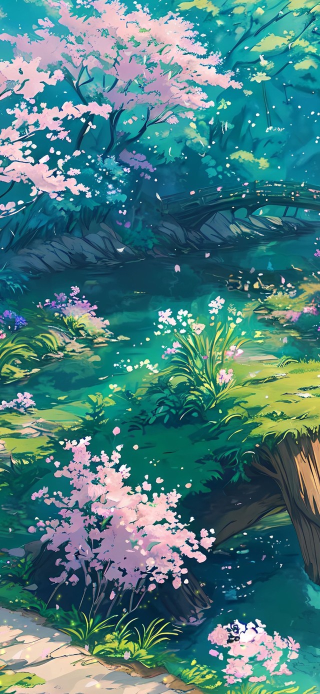 樱花小桥流水