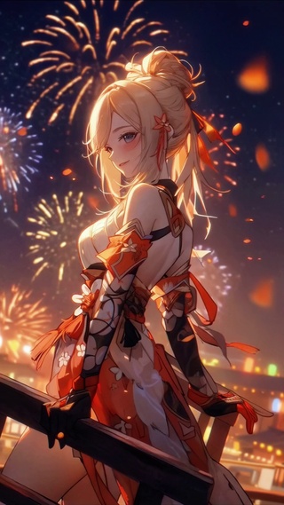 烟花下的女孩