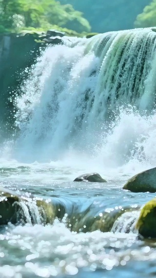 治愈山间瀑布4K