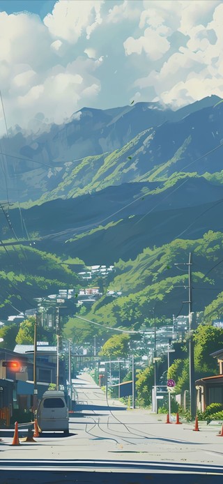 护眼蓝天白云山川街道