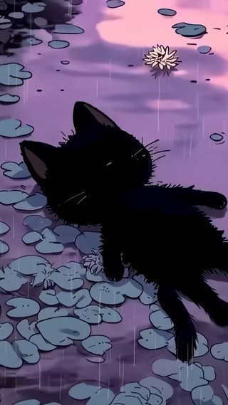 水中小黑猫
