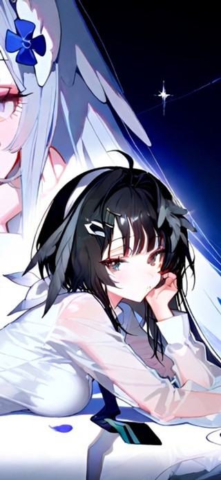 趴着的黑丝少女-羽毛笔