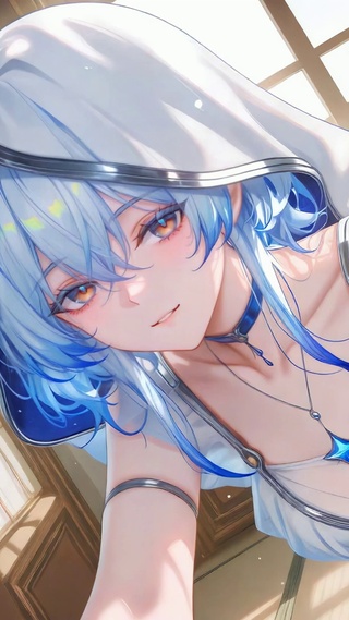少女居家窗边守岸人