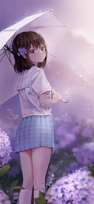 雨中花卉少女