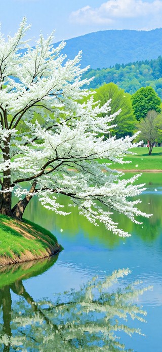 湖畔落花