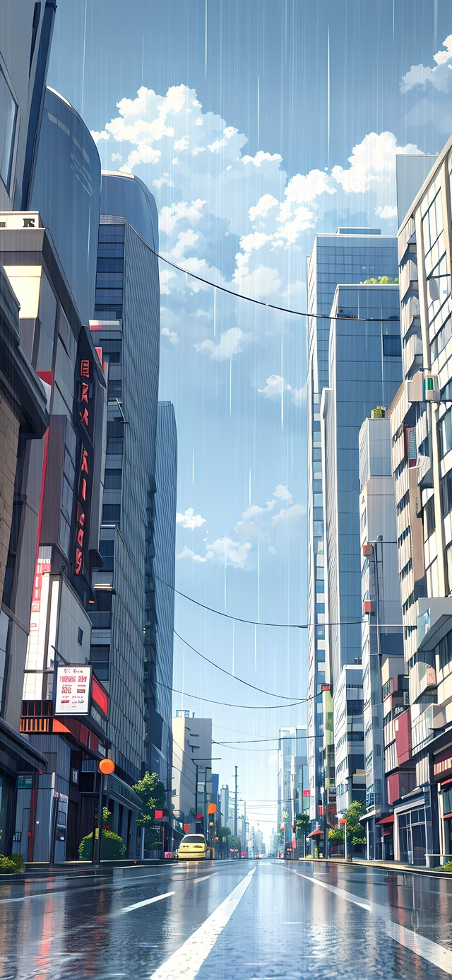 4K雨中城市街头