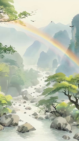 国风水墨山水画