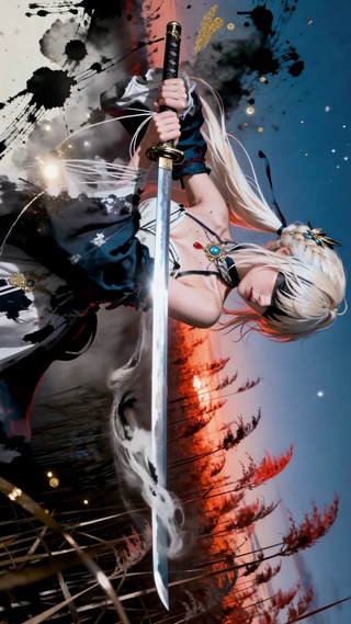 水墨风芦苇持剑薇尔莉特