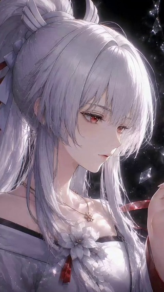 碎镜前的银发美少女绯雪
