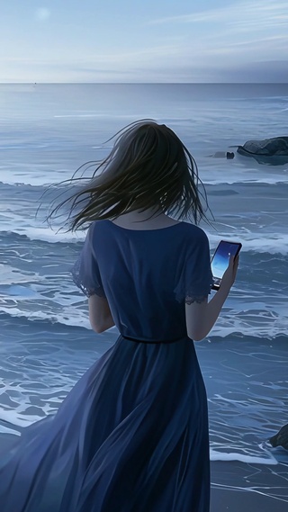 海边孤独感美女