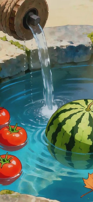 清新夏日水池