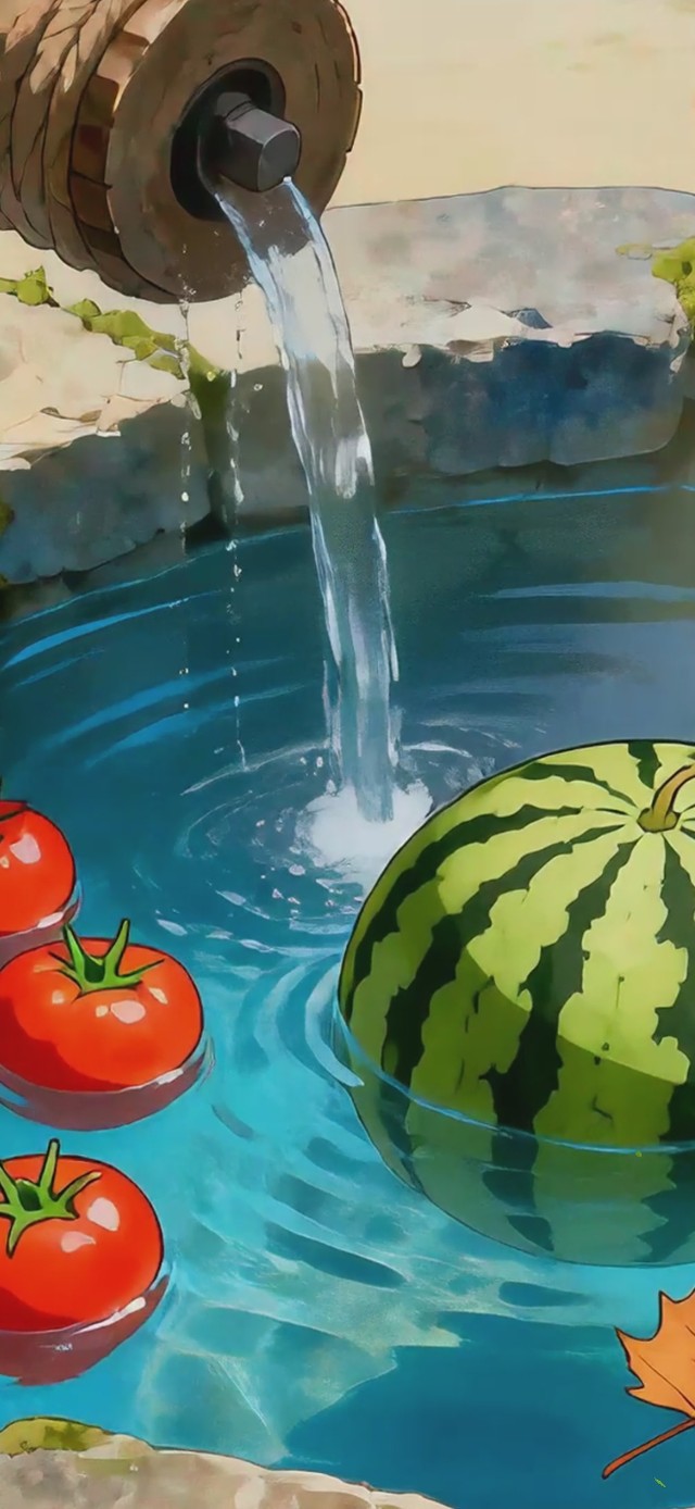 清新夏日水池