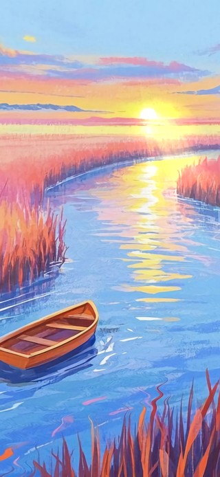 花漾壁纸|粉草夕舟