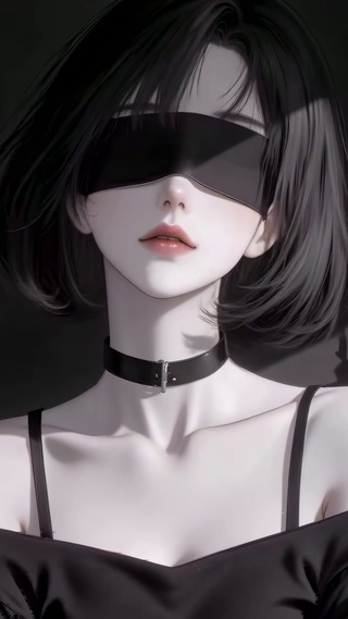 蒙眼短发少女
