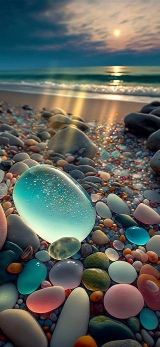 海滩上的彩色石头
