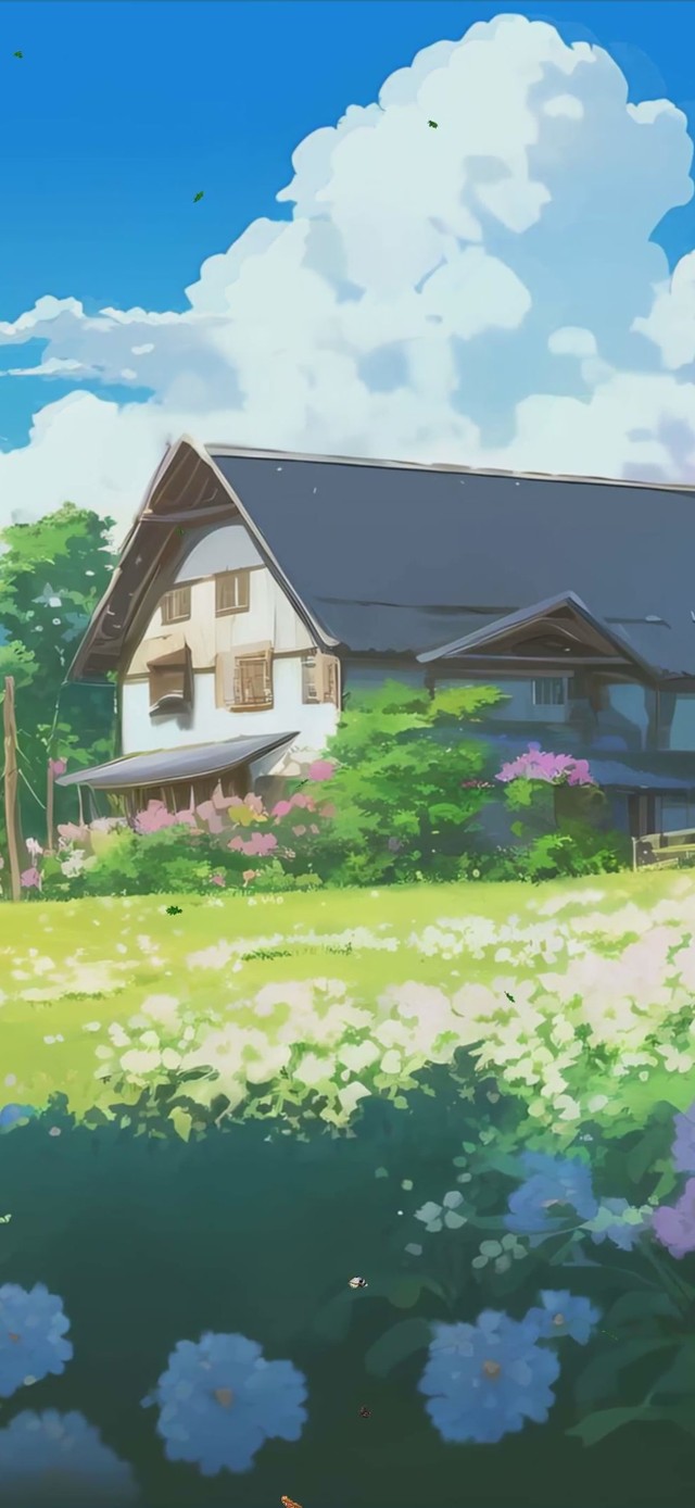 蓝天白云花草树木