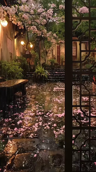 雨中小院